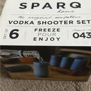 Soapstone Vodka Shooter Set - Gray set of 6. Autographed by Wes Welker.